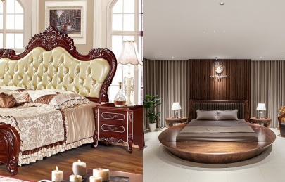 Thiết kế phòng ngủ tân cổ điển bằng gỗ óc chó